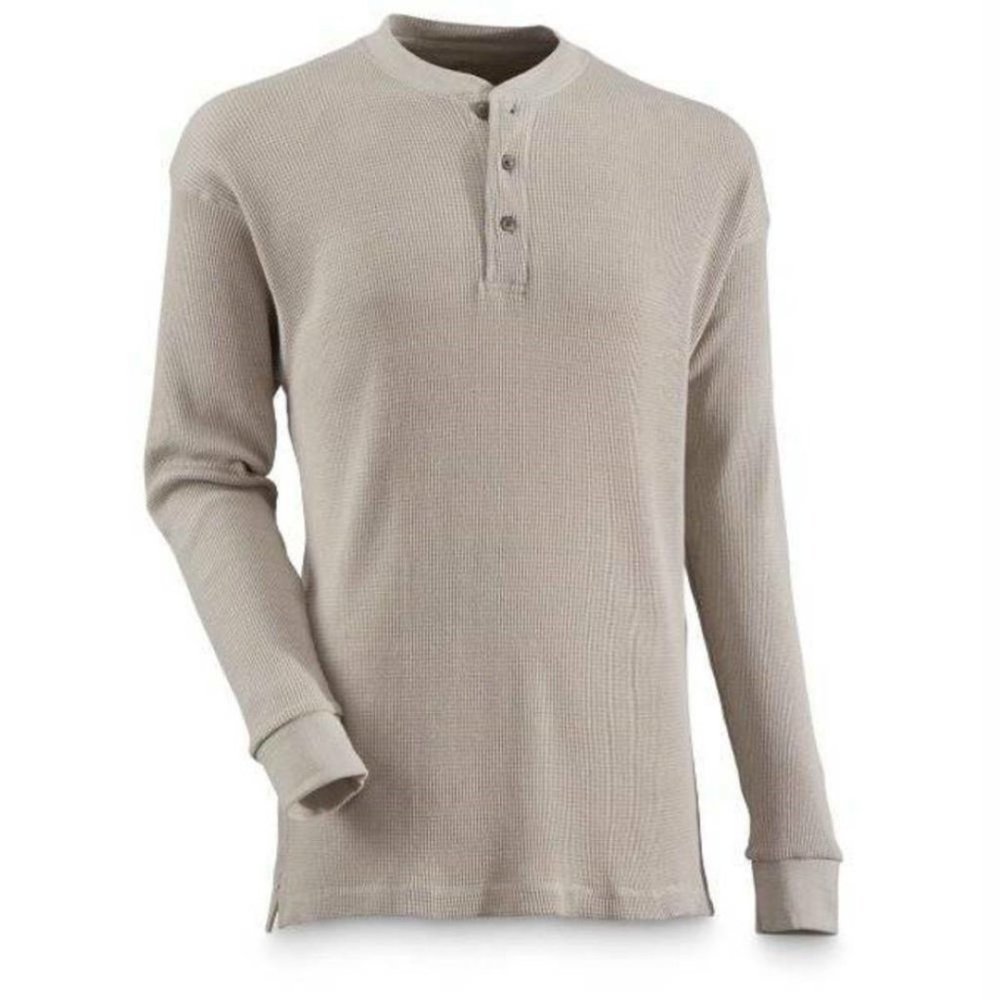 Arrow Thermal Henley Shirt Mens 2XL Gray Long Sleeve Classic Fit Tagless